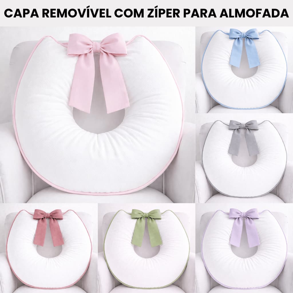 Capa de Almofada de Amamentação com Zíper Removível com Laço Macia Grande 100% Algodão Piquet
