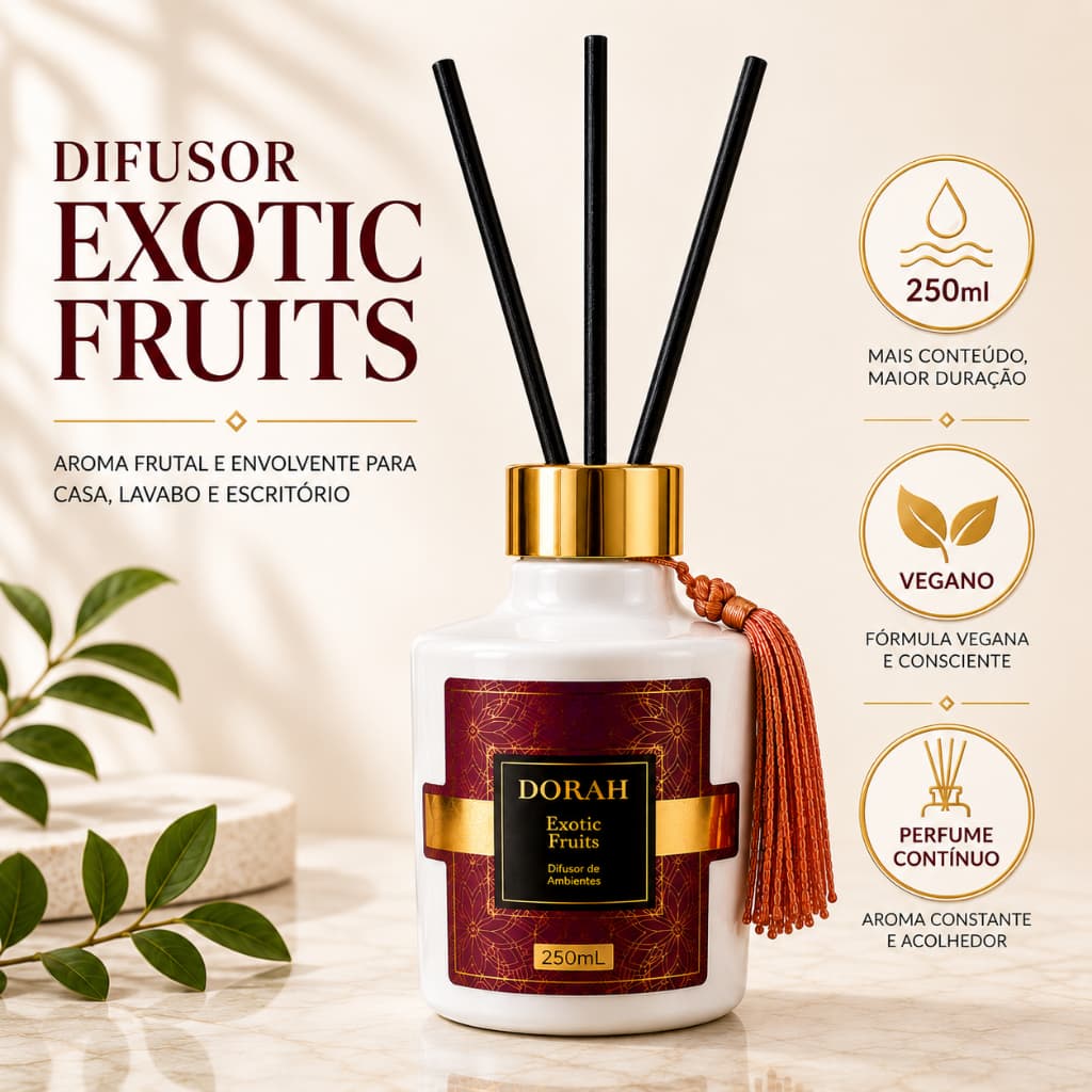 Difusor de Ambientes Luxo Exotic Fruits 250ml - Aromatizador Varetas – Dorah Beauty