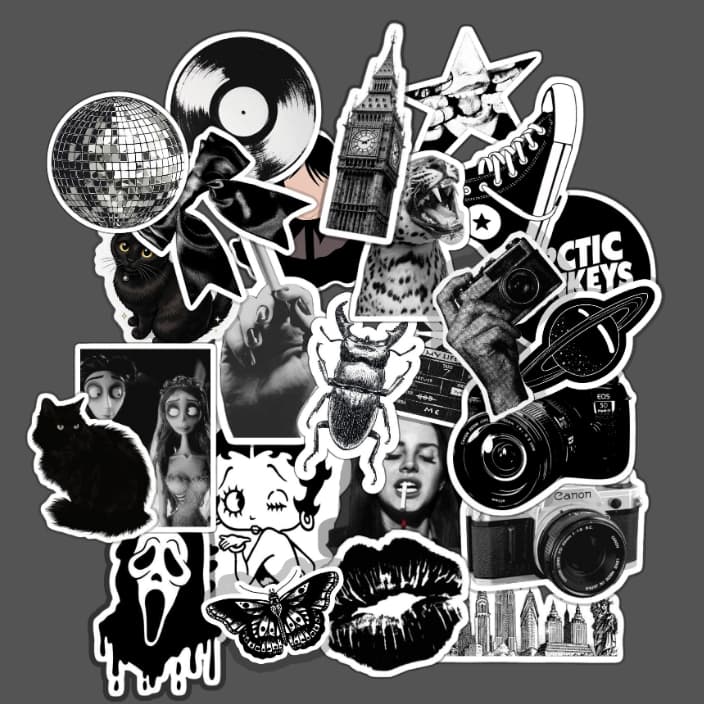 Kit Adesivos Preto Black Gotic Para Colagem e Personalização Journal Kindle Itens de Papelaria