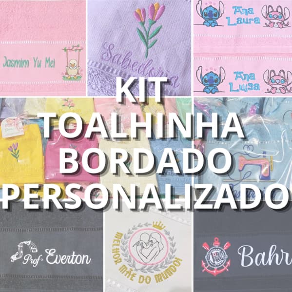 Kit 10/15/20/25/30/35/40/45/50 Toalhinha Social 21x38 cm Bordado Personalizado Time/Brinde/Igreja