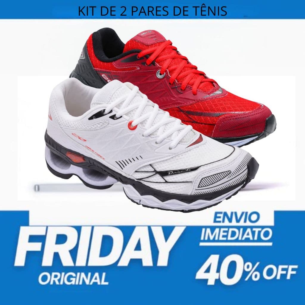 Kit 2 Pares Tênis Unissex Esportivo Academia Corrida Amortecimento