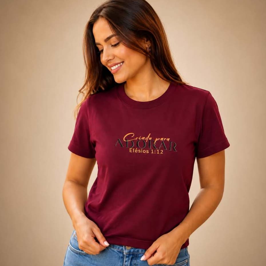 T-SHIRT FEMININA CRISTÃ | 100% ALGODÃO FIO 30.1 BLUSA | MODELAGEM SOLTINHA (NÃO É BABY LOOK)