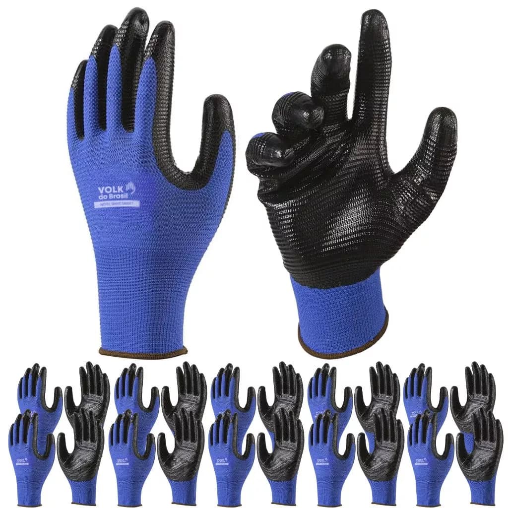 Kit 12 Pares Luva Nitril Wave Smart Latex Banho Nitrilico Multitato Volk Ideal Para Óleo Mecânico