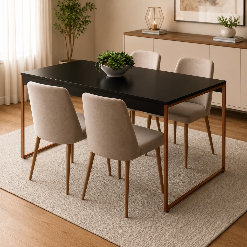 Mesa De Jantar 4 Lugares Retangular Para Cozinha Multiuso Industrial Gourmet