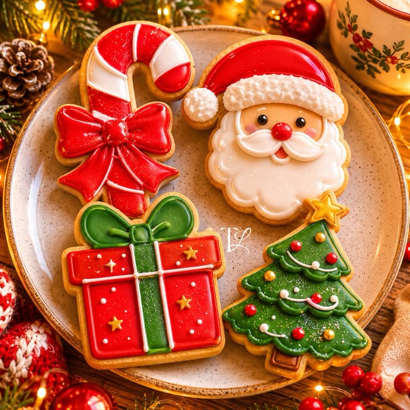 Kit Cortador e Marcador de Biscoitos de Natal 8cm, 4 peças Artigo de Confeitaria