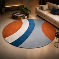 Tapete decorativo em tecido boucle e base antiderrapante quarto e sala medida 1,40 de diâmetro