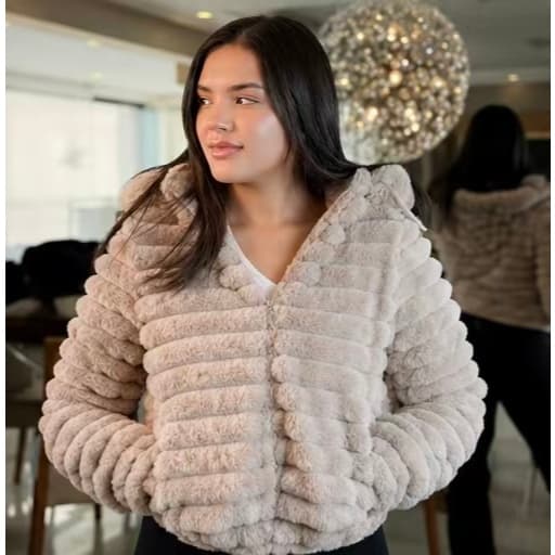 Jaqueta puffer duplaface de pelinho COM TOUCA REMOVIVEL-TED