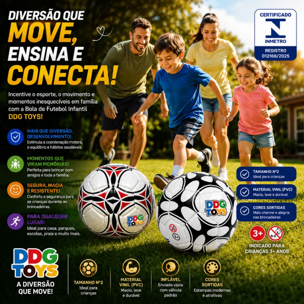 Bola Futebol Infantil Nº2 Vinil Macia Inflável Criança 3+ Inmetro Sortida