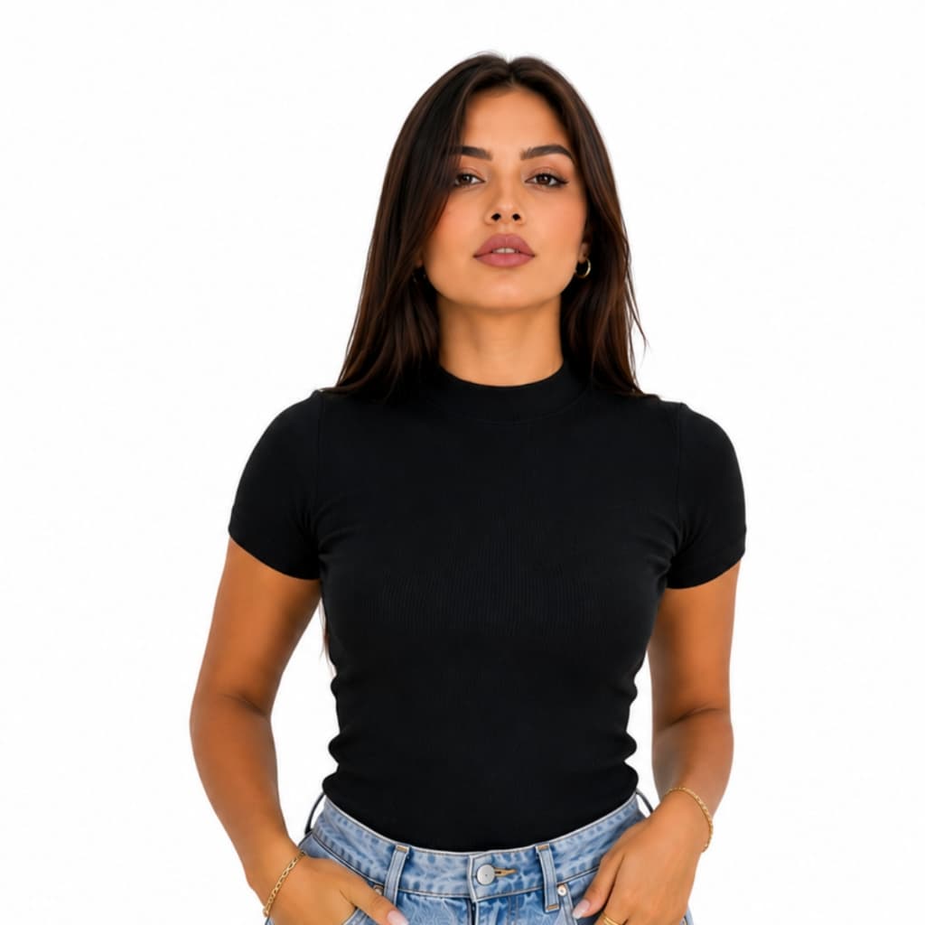 Blusa Básica Ribana Canelado Premium Casual Moda Gringa Basico Camiseta T-Shirt