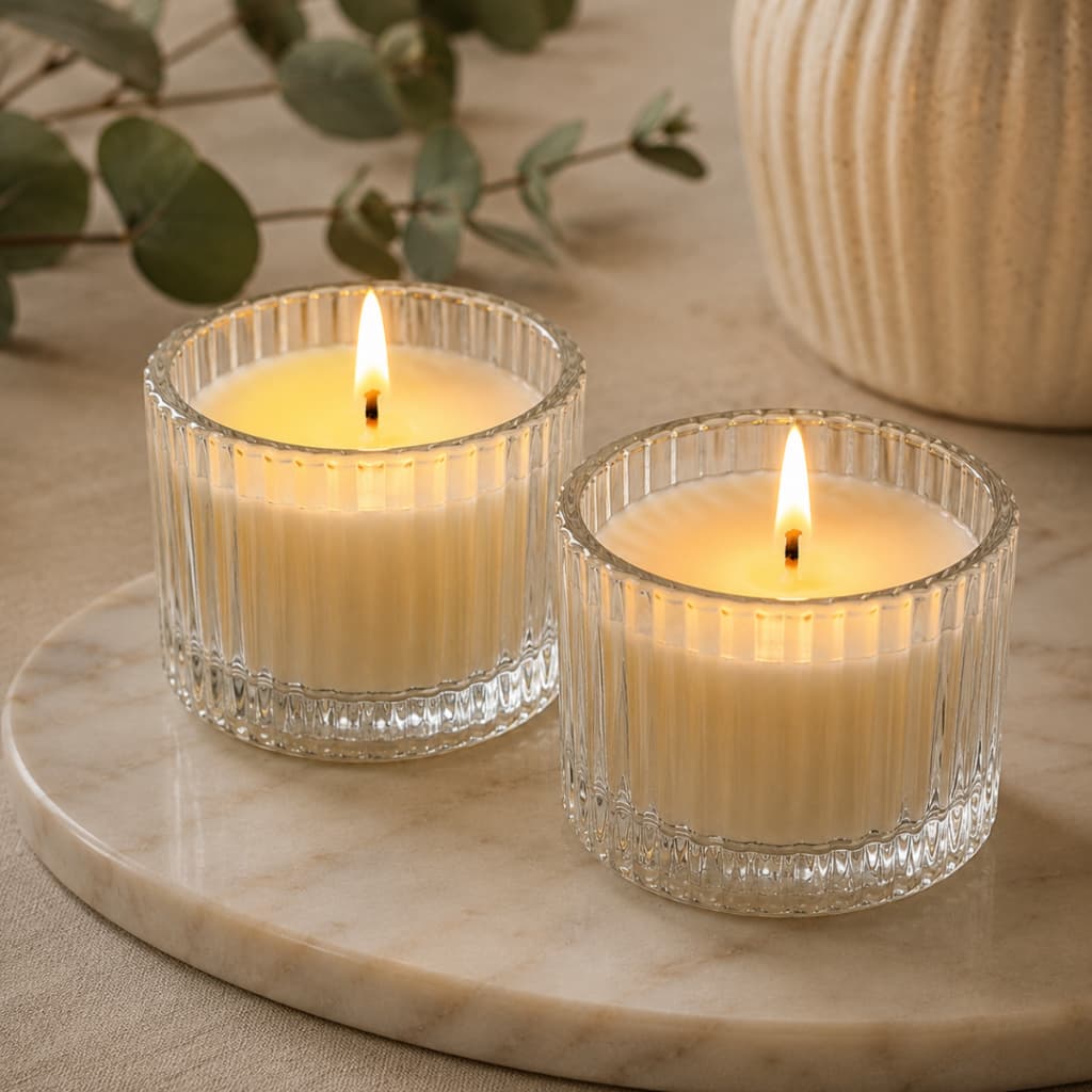 Kit 2 Castiçais Vidro Cristal Porta Velas Decorativo Luxo