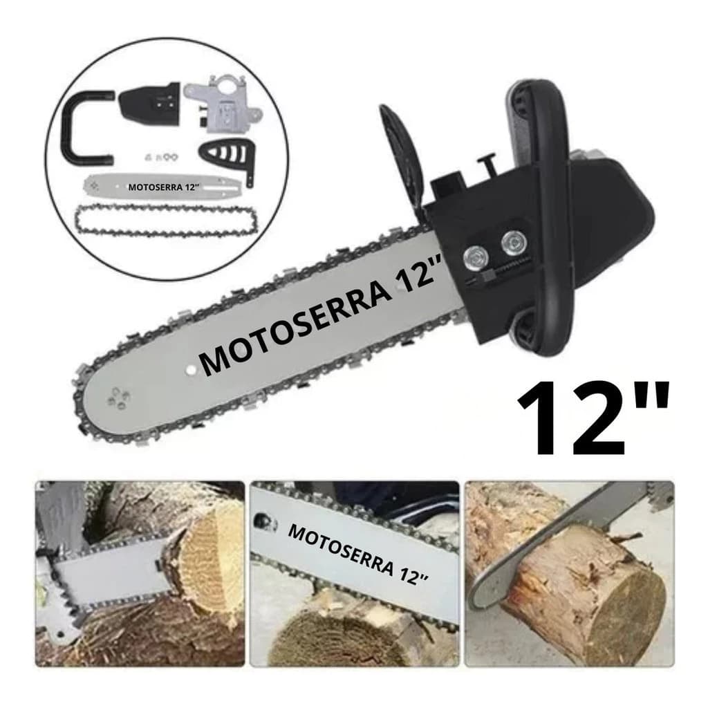 12 " Kit Completo Motosserra Adaptador Esmerilhadeira Lixadeira eletrosserra