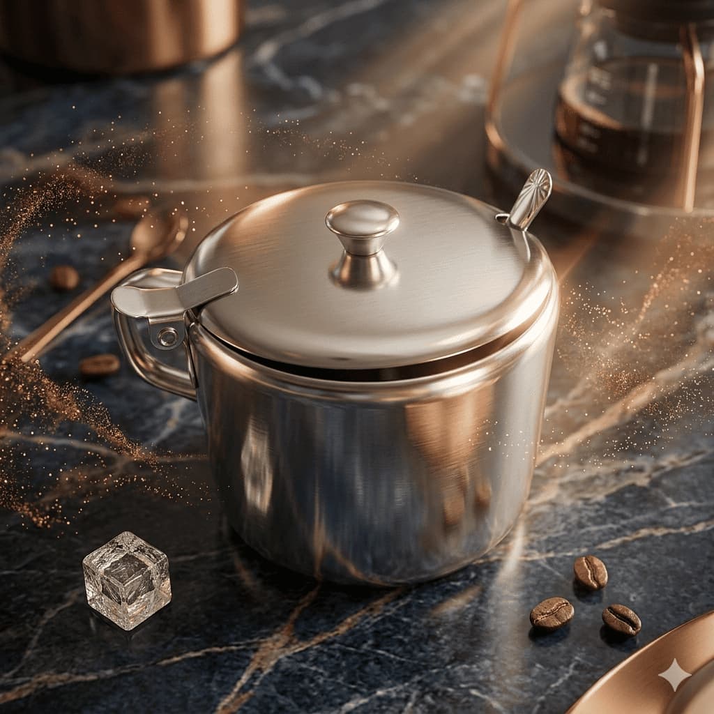 Açucareiro Inox Com Colher Design Resistente Capacidade 420ml Cozinha