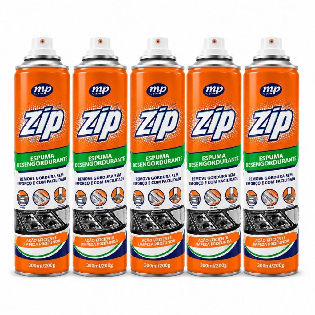 KIT 5 ESPUMA DESENGORDURANTE ZIP REMOVE GORDURA LIMPEZA PESADA