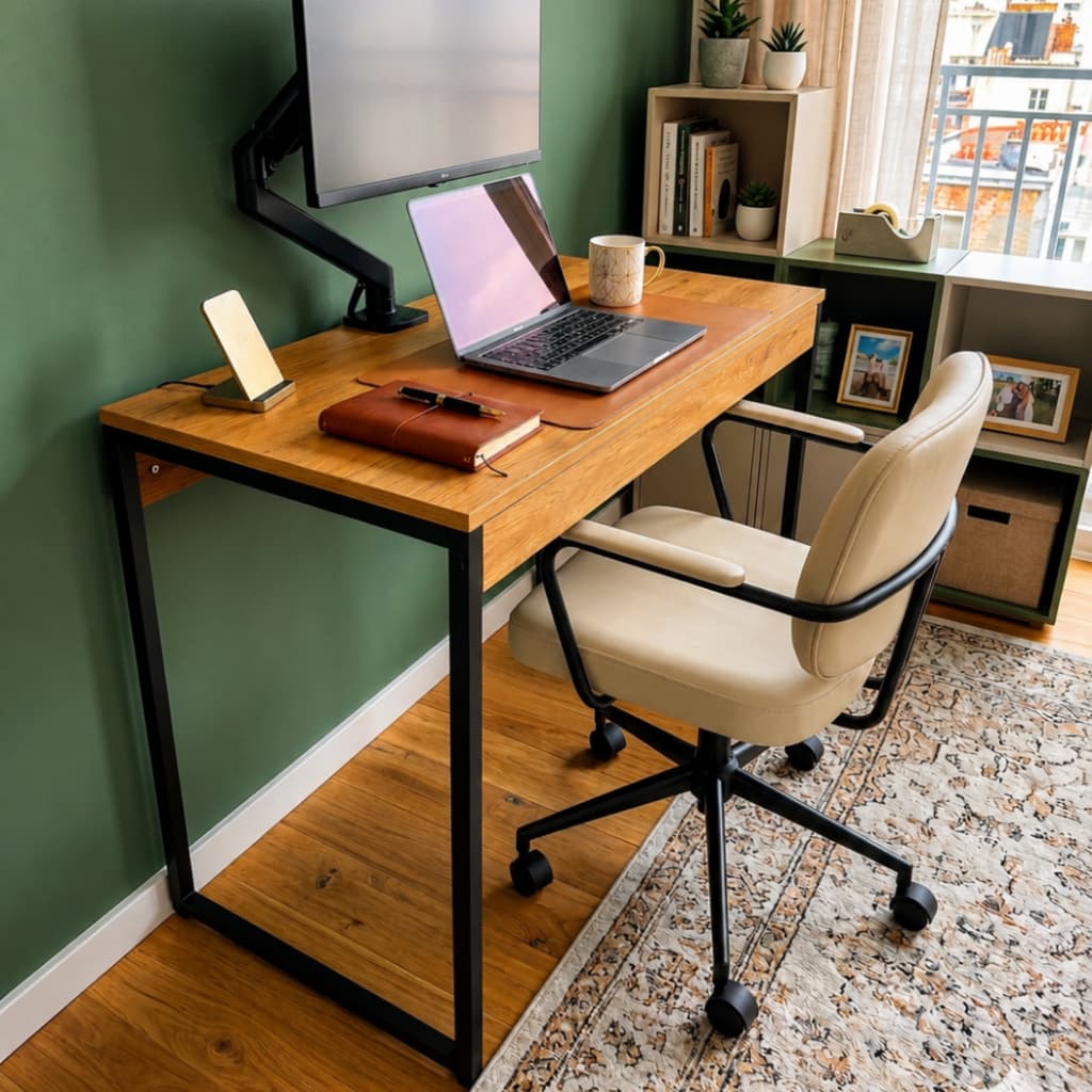 Mesa Escritório Escrivaninha Estilo Industrial 90cm Para Home Office