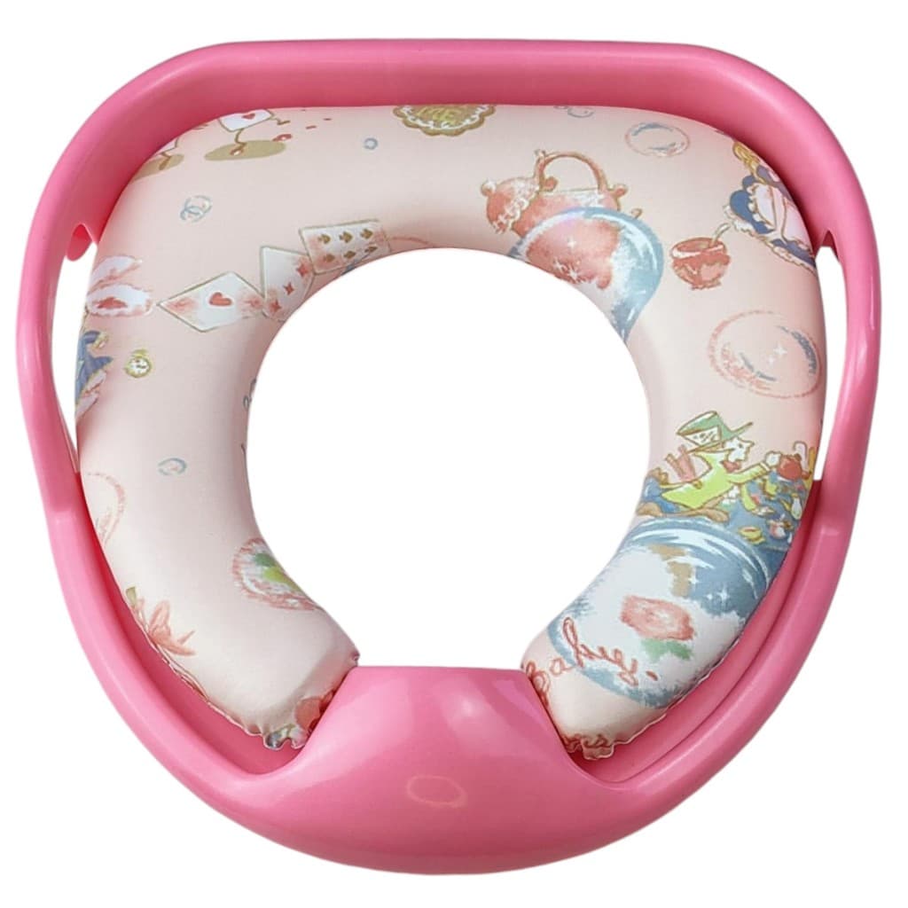 Assento Redutor Infantil para Vaso Sanitário Acolchoado com Alças Rosa Anatômico Antiderrapante Portátil