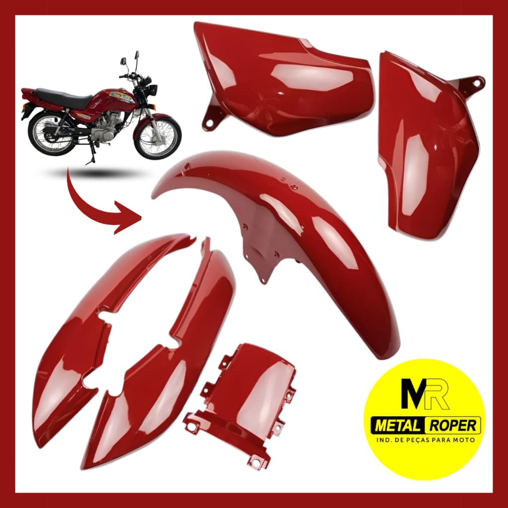 Kit Carenagem CG Titan 125 1998 1999 Vermelho Compatível Encaixe Original