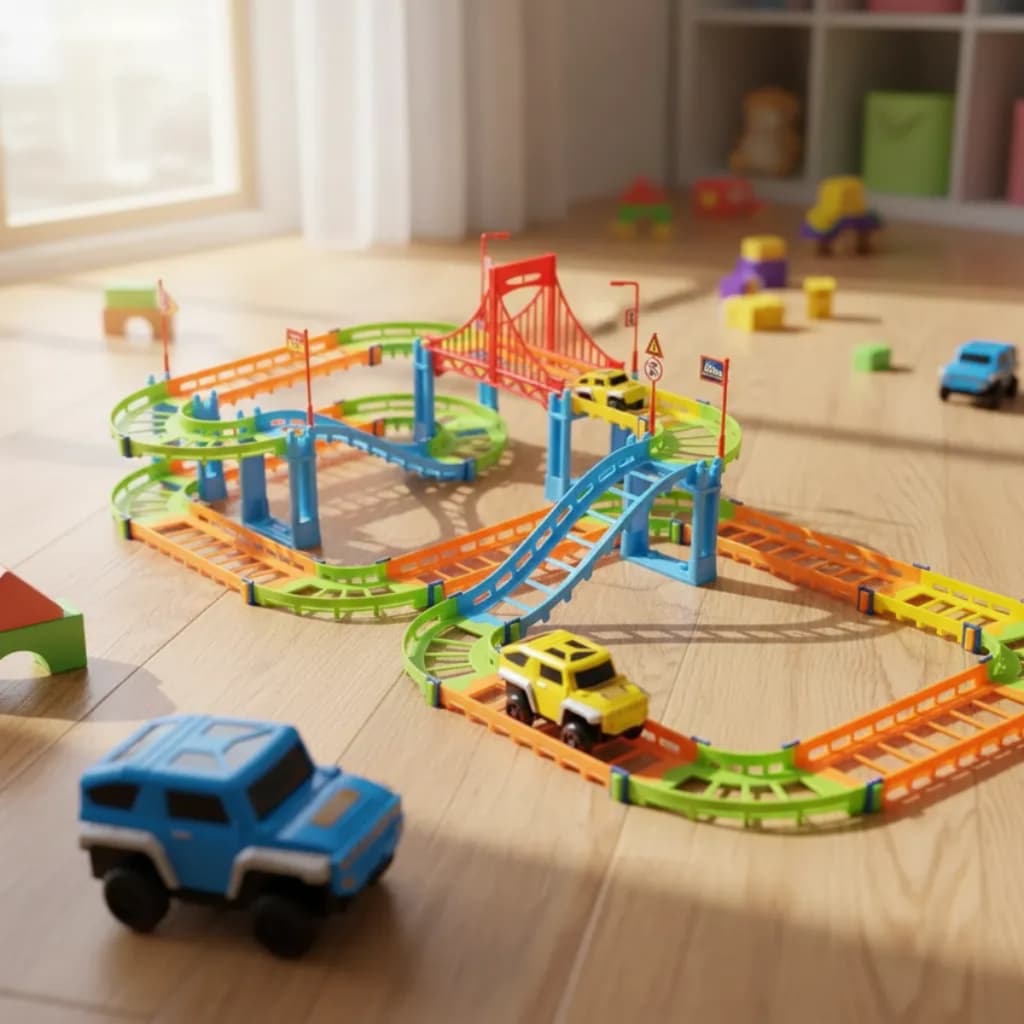 Pista Trilha Maluca Infantil Track Magica Grande Com Acessórios E Carrinho 73 Peças