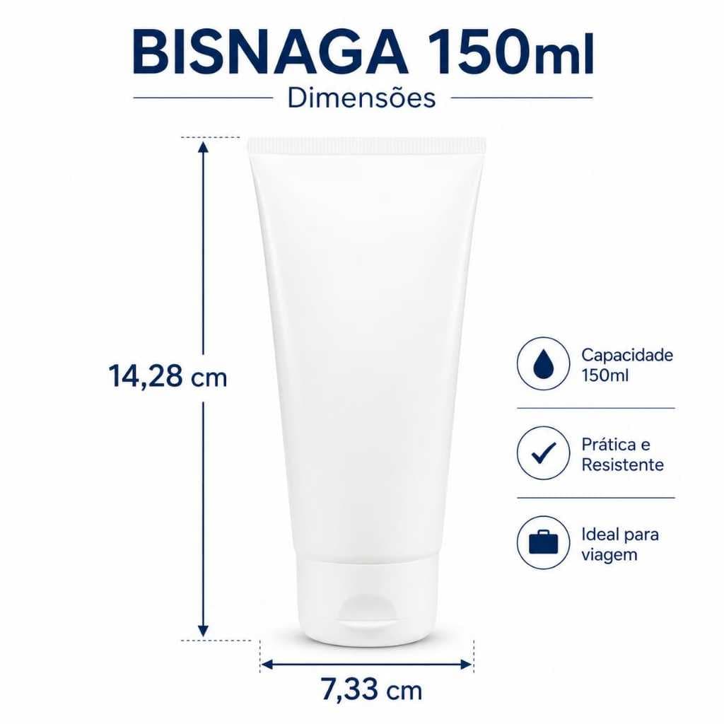 Kit 20 Bisnagas 150 ml - Branco Com Tampa Flip Top