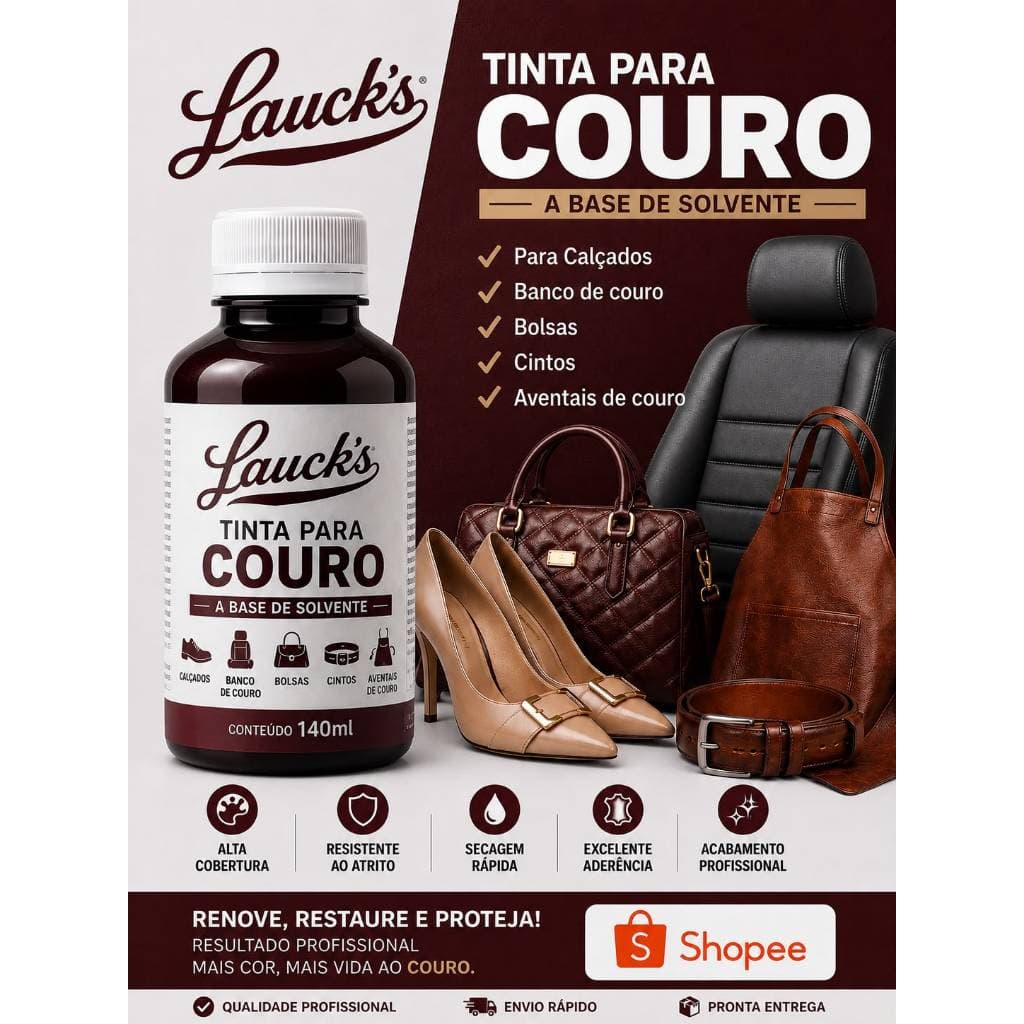 TINTA PARA COURO PROFISSIONAL 140ml -  CALÇADOS, SOFÁS, BOLSAS,MOCHILAS,CASACOS,BOTAS,CINTOS,AVENTAL