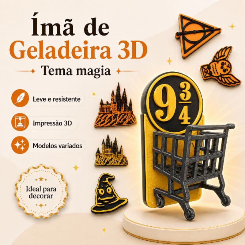 Imã de geladeira, Harry Potter, plataforma 9 3/4, decoração, presente, divertido, criativo.