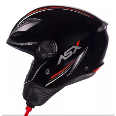 Capacete Asx City Air Solid Preto Brilho Aberto