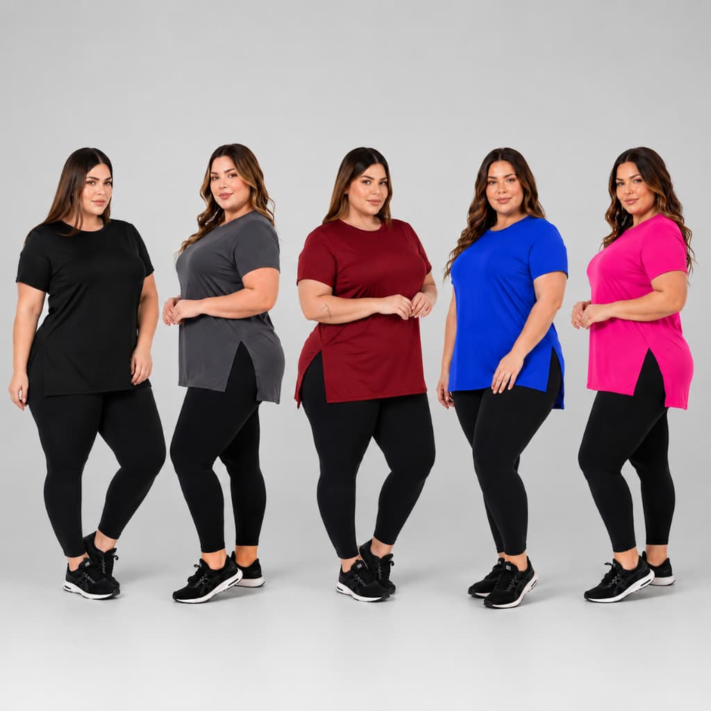 Camisa Feminina Plus Size Kit Com 5 Blusas
