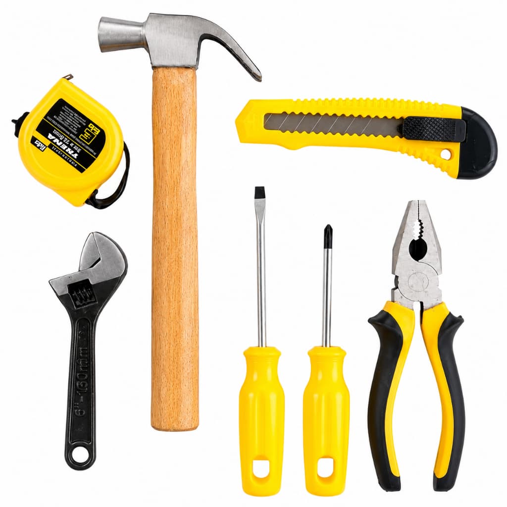 Kit Ferramentas EDA 7 Peças - Martelo/Estilete/Trena/Alicate/Chave Englesa/Chave Fenda/Philips