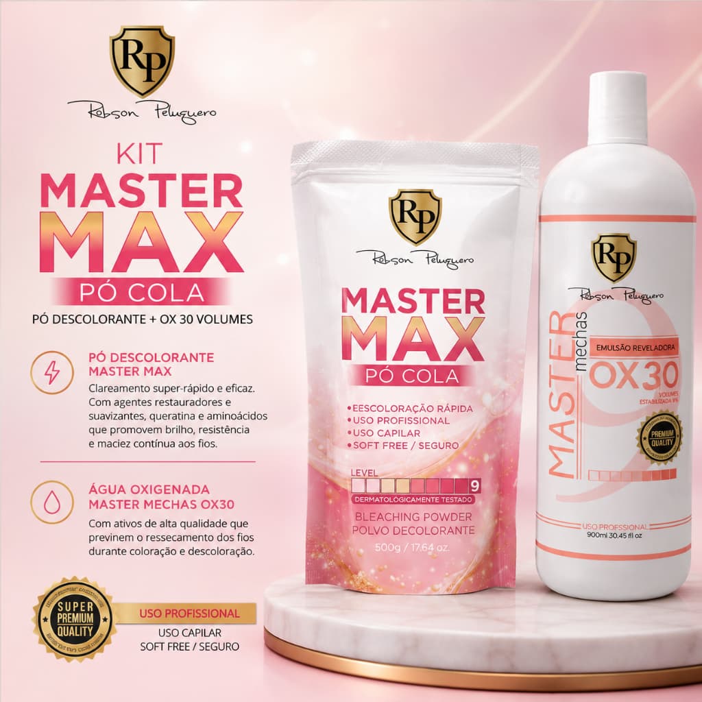 Po Cola Master Max Descolorante + Ox 30 Master Mechas Robson Peluquero