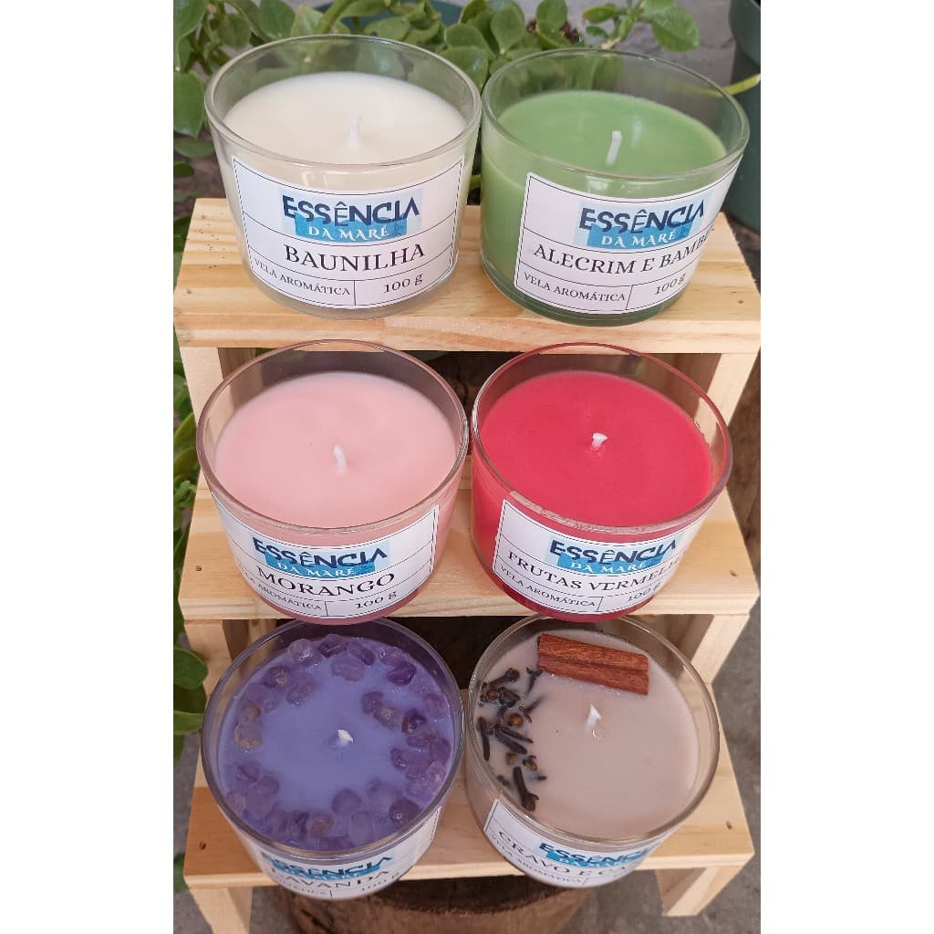 Kit Completo 6 Velas Aromáticas Perfumadas 100g Aromaterapia e Decoração