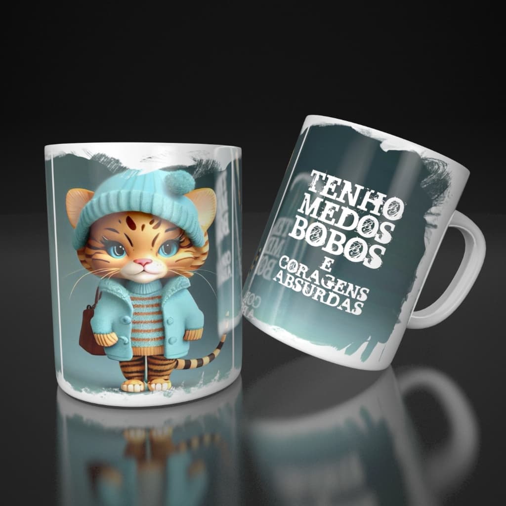Caneca Personalizada tenho medos bobos e uma coragem absurda presente criativo envio imediato