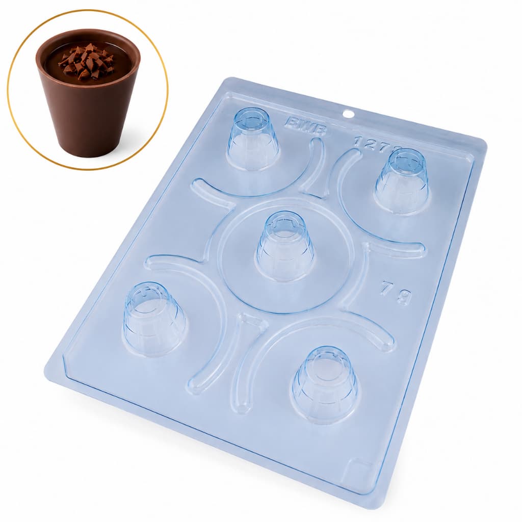 Forma Especial Copinho Licor BWB 3 Partes Silicone 5 Cavidades Chocolate