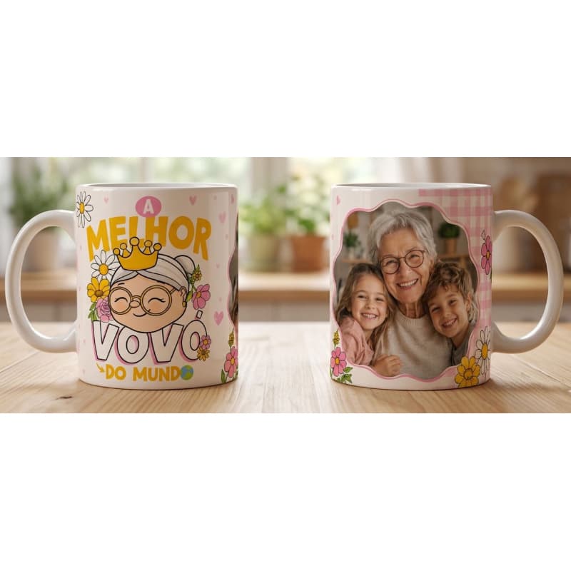 Caneca Personalizada para Vovó com Foto | Presente para Avó | Melhor Vovó do Mundo | Caneca Dia dos Avós Personalizada