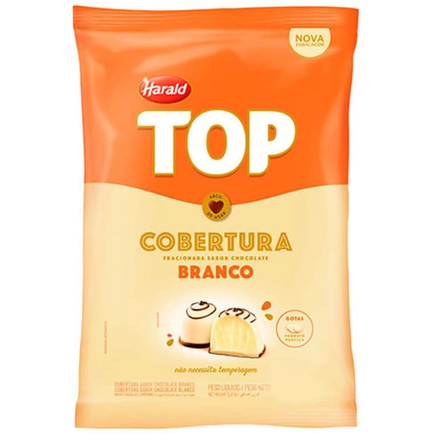 Gotas de Chocolate Fracionado Top Branco 1,010kg - Harald