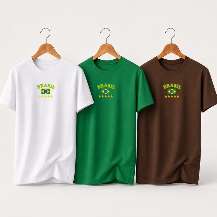 Camiseta Brasil Vintage Unissex Bandeira Brasil Casual Streetwear Algodão Premium