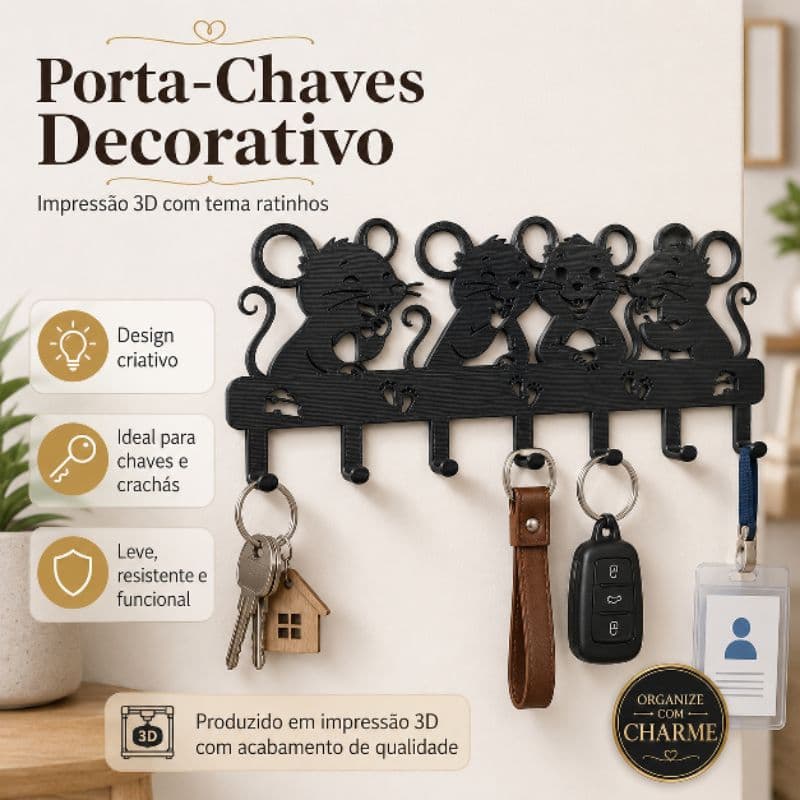Porta chaves decorativo - Impressão 3D presente divertido