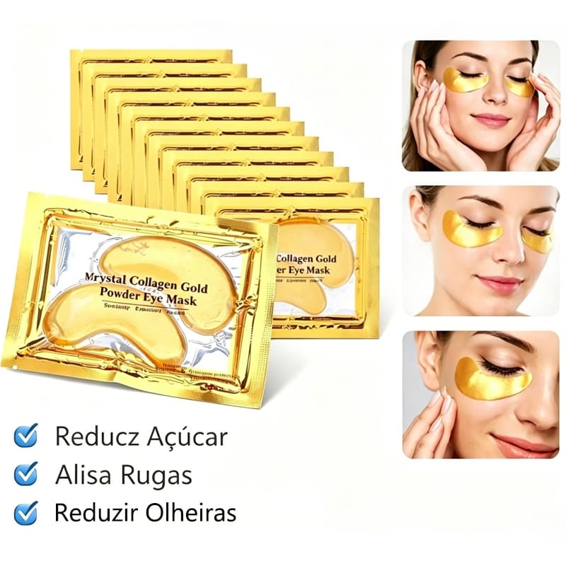 KIT 10 Máscaras Colágeno Trata Olheiras Adesivo Antirrugas Gel Pads Skin Care Tratamento Olhos