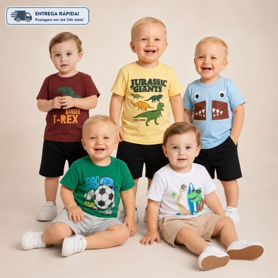 Kit 5 Conjuntos Roupa Menino Verão Conjunto Infantil Tamanho 1 E 2 anos