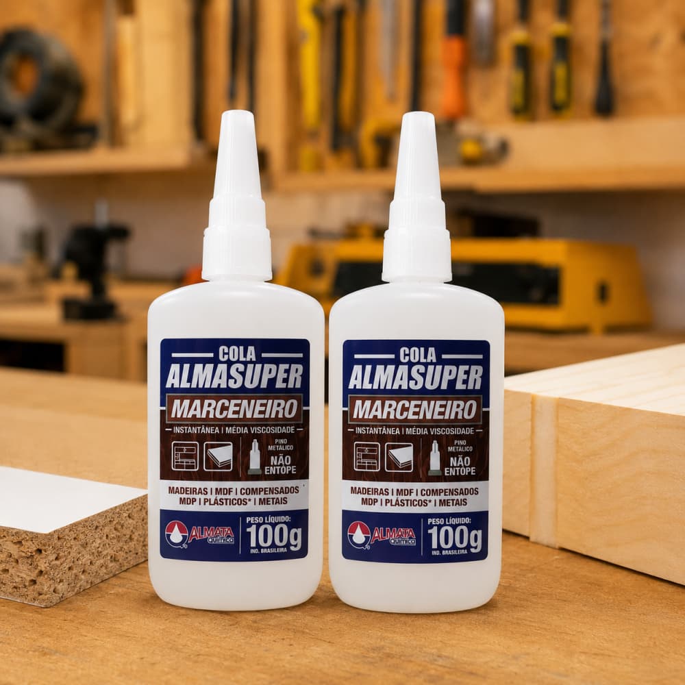 Kit 2 Colas Instantânea Almasuper 100g Adesiva Secagem Rápida Marceneiro