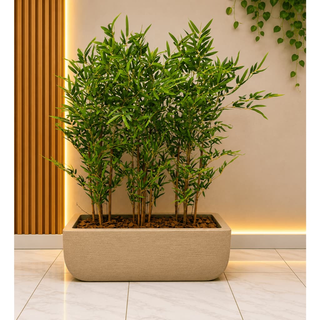 Bambu Artificial 1,30m Com Jardineira Decorativa Divisória