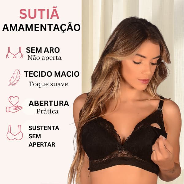 Sutiã Amamentação Renda Confort Premium Pós-Parto