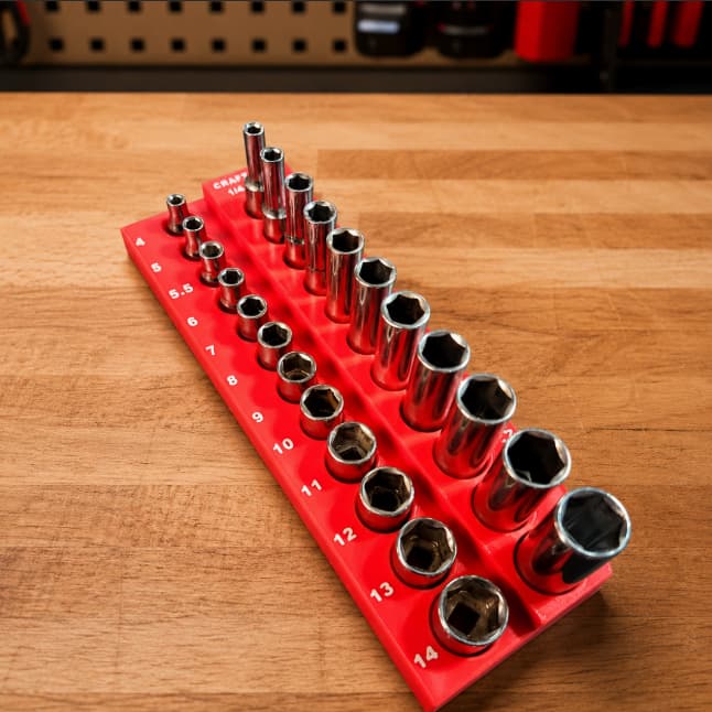 Organizador para Soquetes 1/4" Métrico SAE Craftsman – Suporte para Jogo de Soquetes
