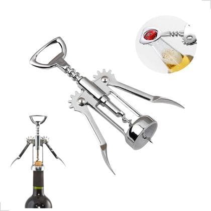 Abridor Garrafa De Vinho Saca Rolhas Metal Inox Bar Garçom