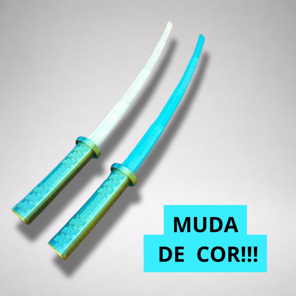 Espada Brinquedo Ninja Samurai  Retrátil Infantil Presente Cosplay Katana Bicolor Muda de Cor