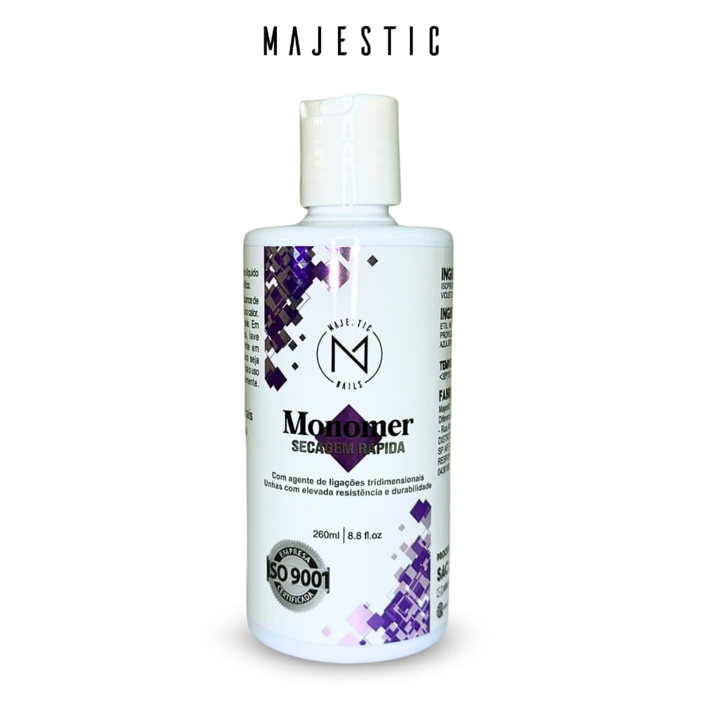 MONOMER Secagem Lenta/Rápida (Odor reduzido) 260ml Alongamento Majestic Nails