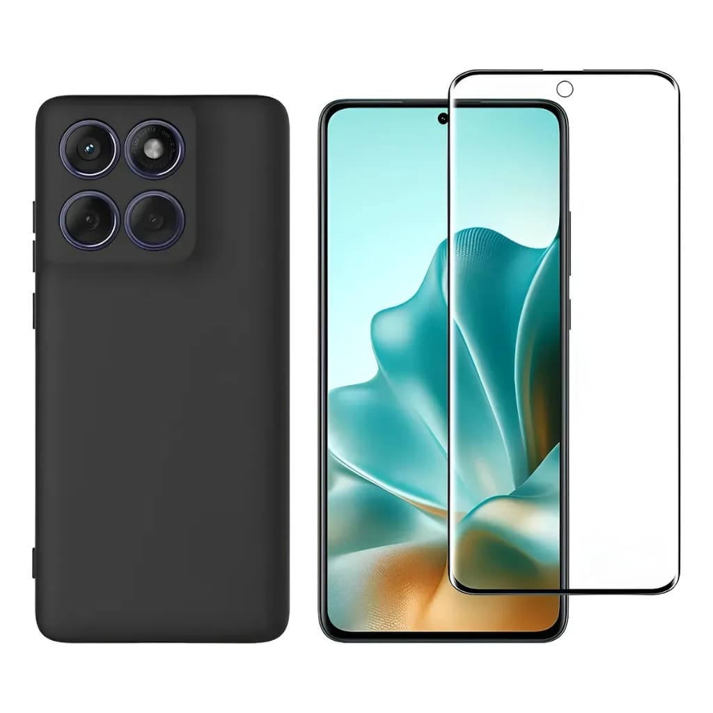 Capinha TPU Veludo + Pel. Cerâmica Flexível 9d Compatível Com Moto G47