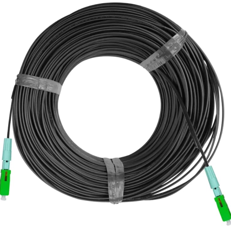100m Cabo Fibra Óptica Drop Flat 1fo Conectores SC UPC +emenda