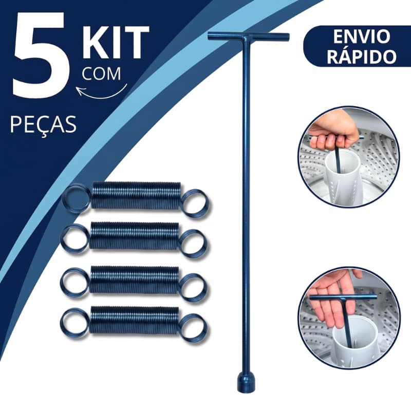Kit Ferramenta Chave T 10mm Longa para Agitador Electrolux 42cm + 4 Molas de Apoio