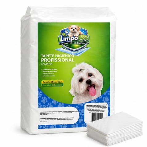 Tapete Higiênico Para Cães 80x60cm 30 Unidades Super Absorvente Anti Odor LimpoPet Profissional