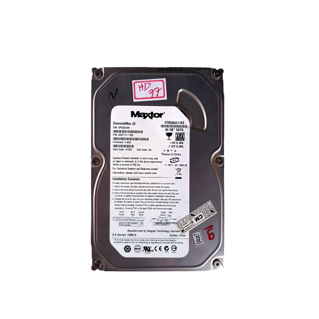 WINCHESTER HD MAXTOR DIAMONDMAX 20 STM380211AS 80 GB HD 77