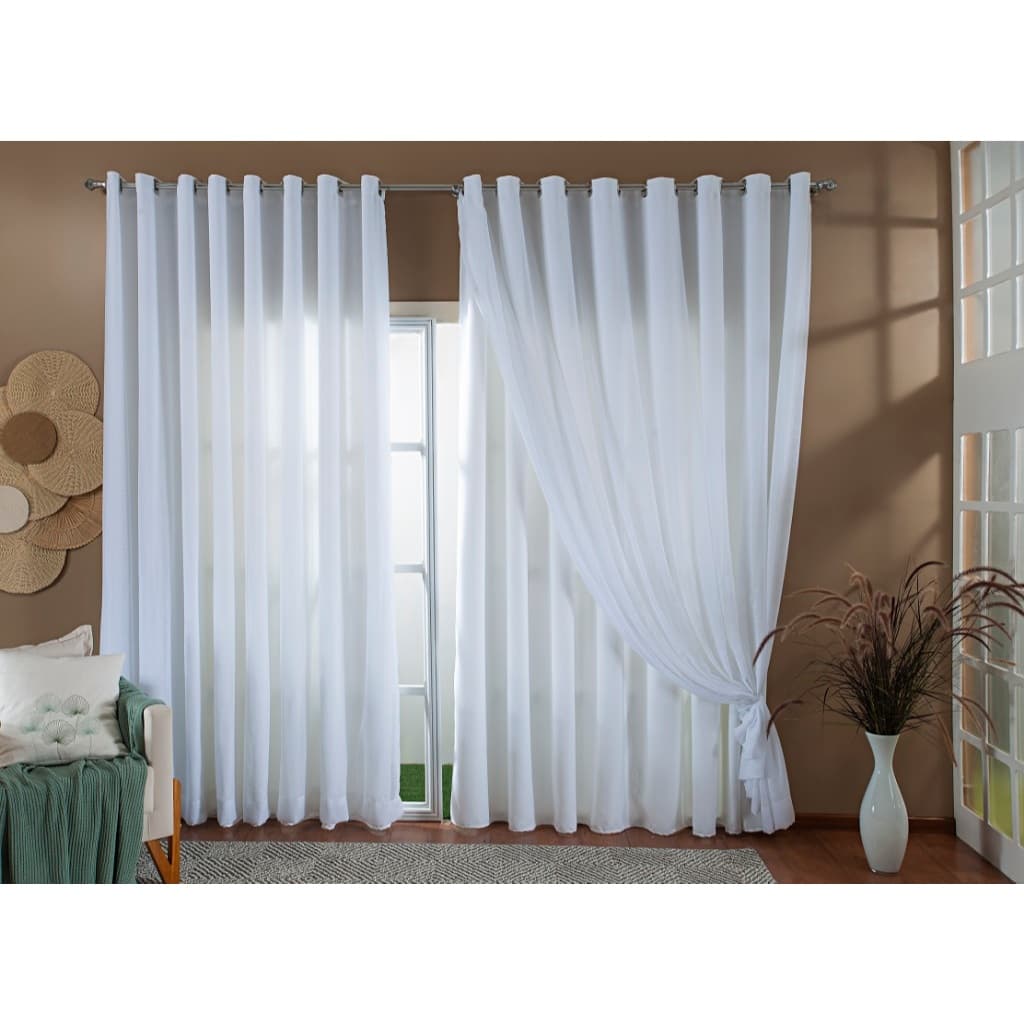 Cortina Luxo Voil Gaze De Linho Com Forro Blackout 6,00x2,60 Sala e Quarto Várias Cores